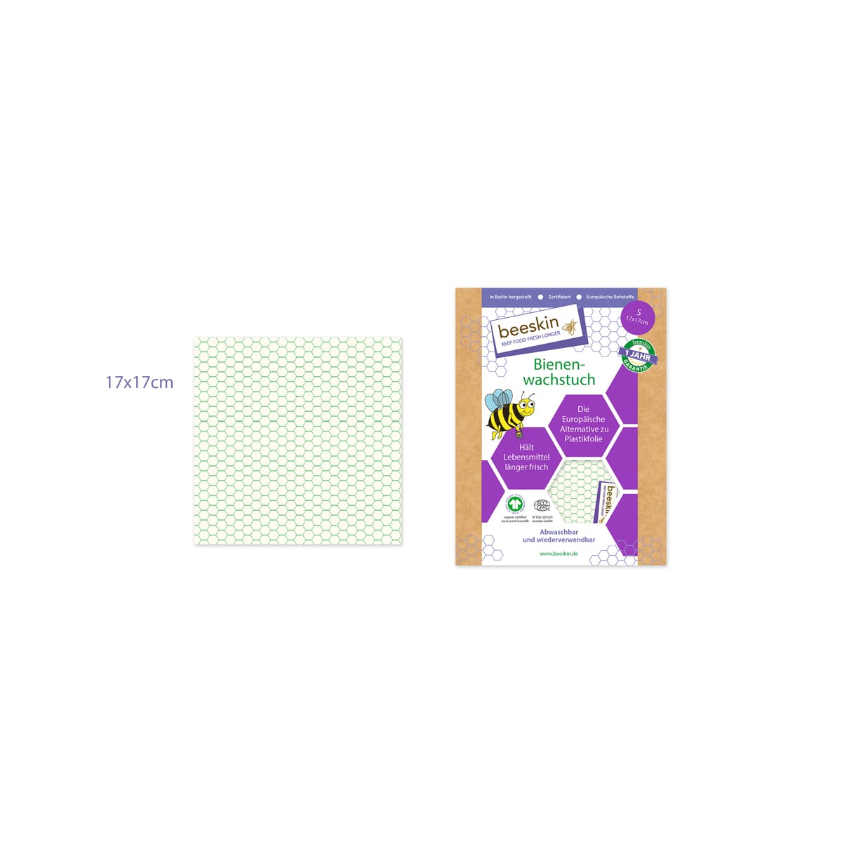 beeskin Bienenwachstuch small 17 x 17 cm
