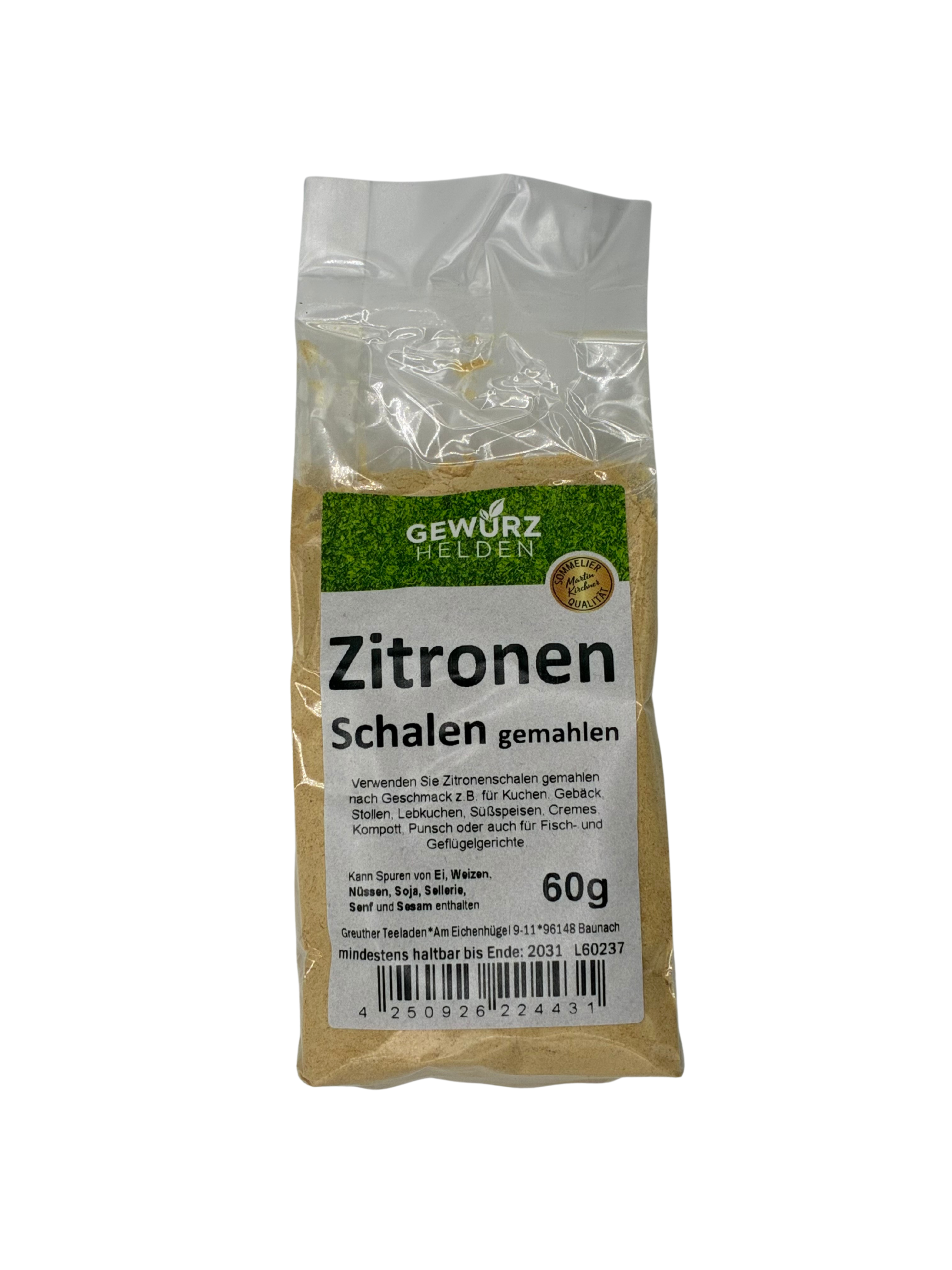 Zitronenschalen gemahlen