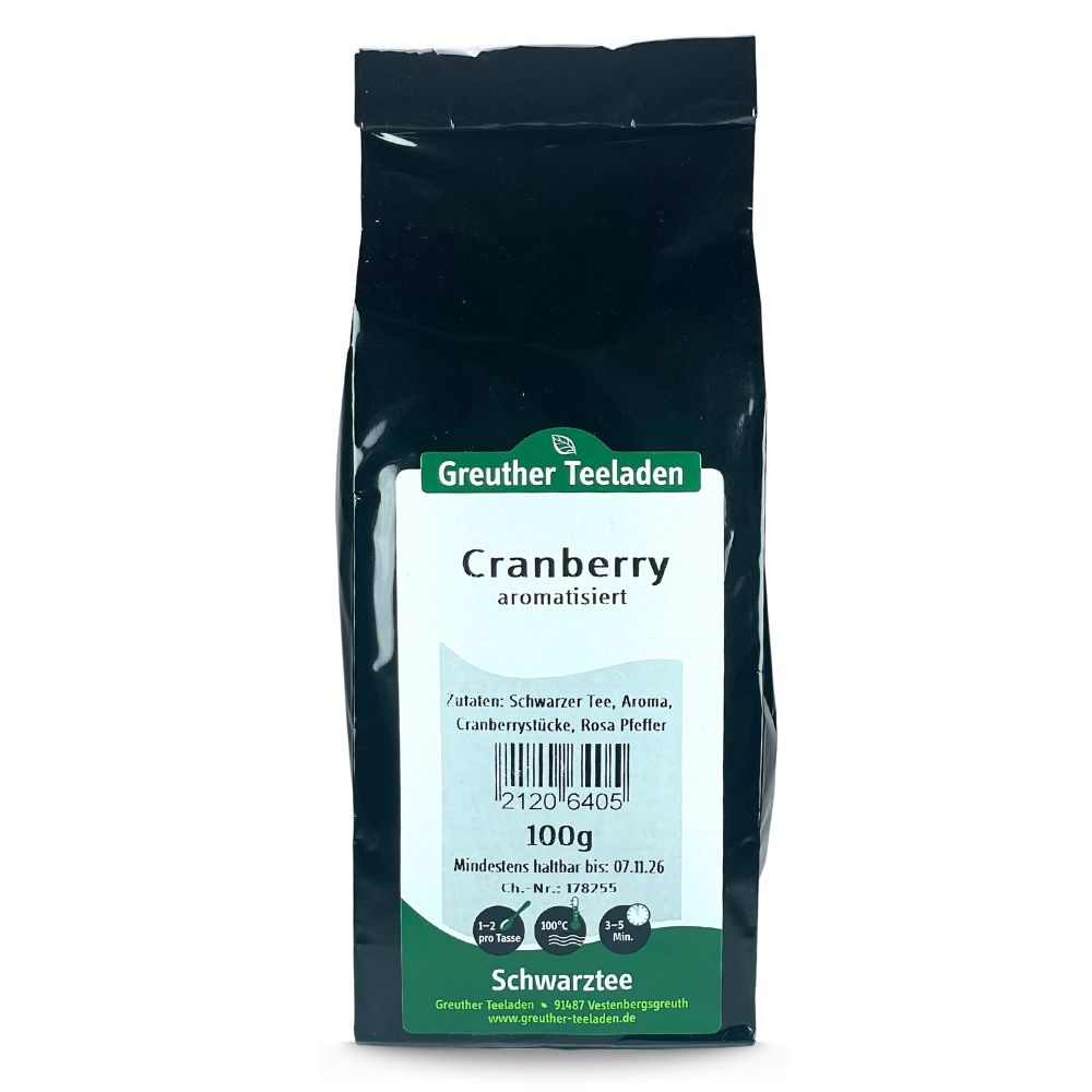 Cranberry Schwarzer Tee aromatisiert