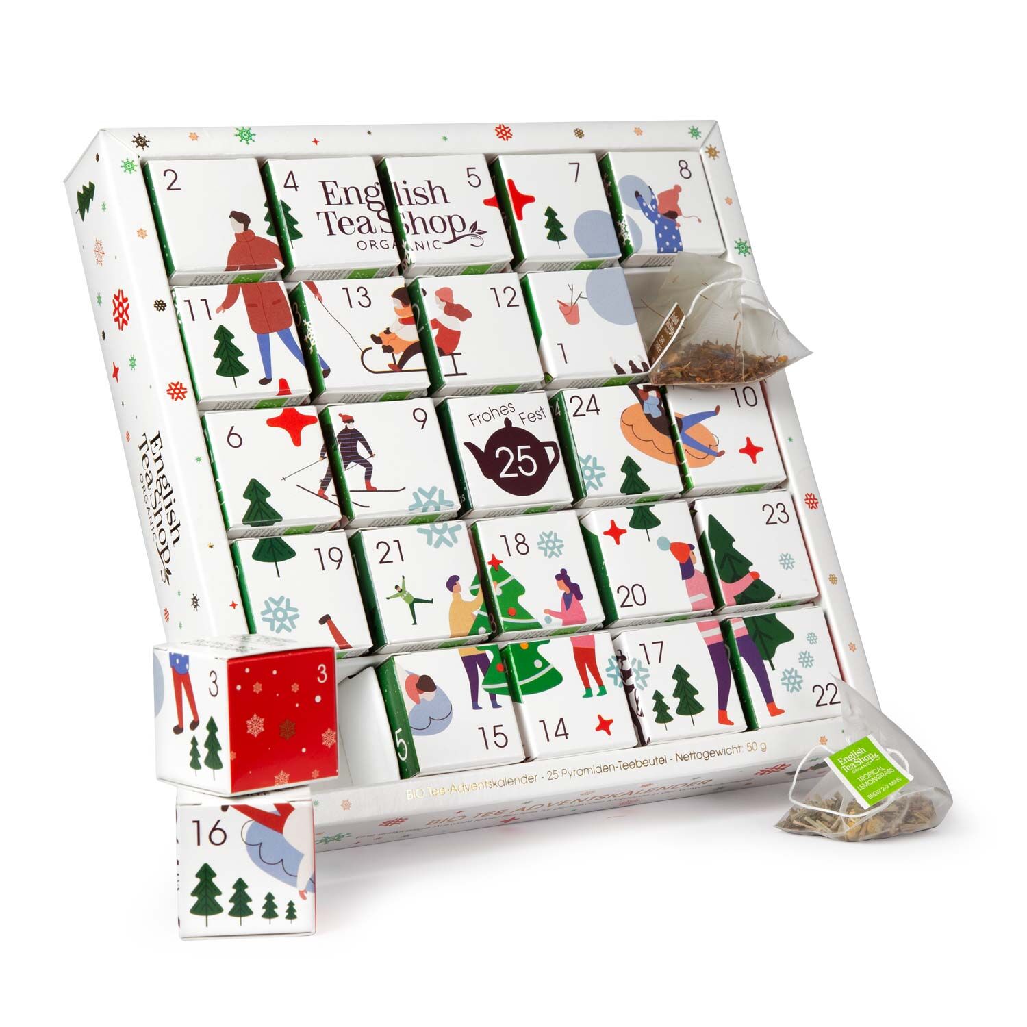 BIO Tee Adventskalender "White Ornaments"