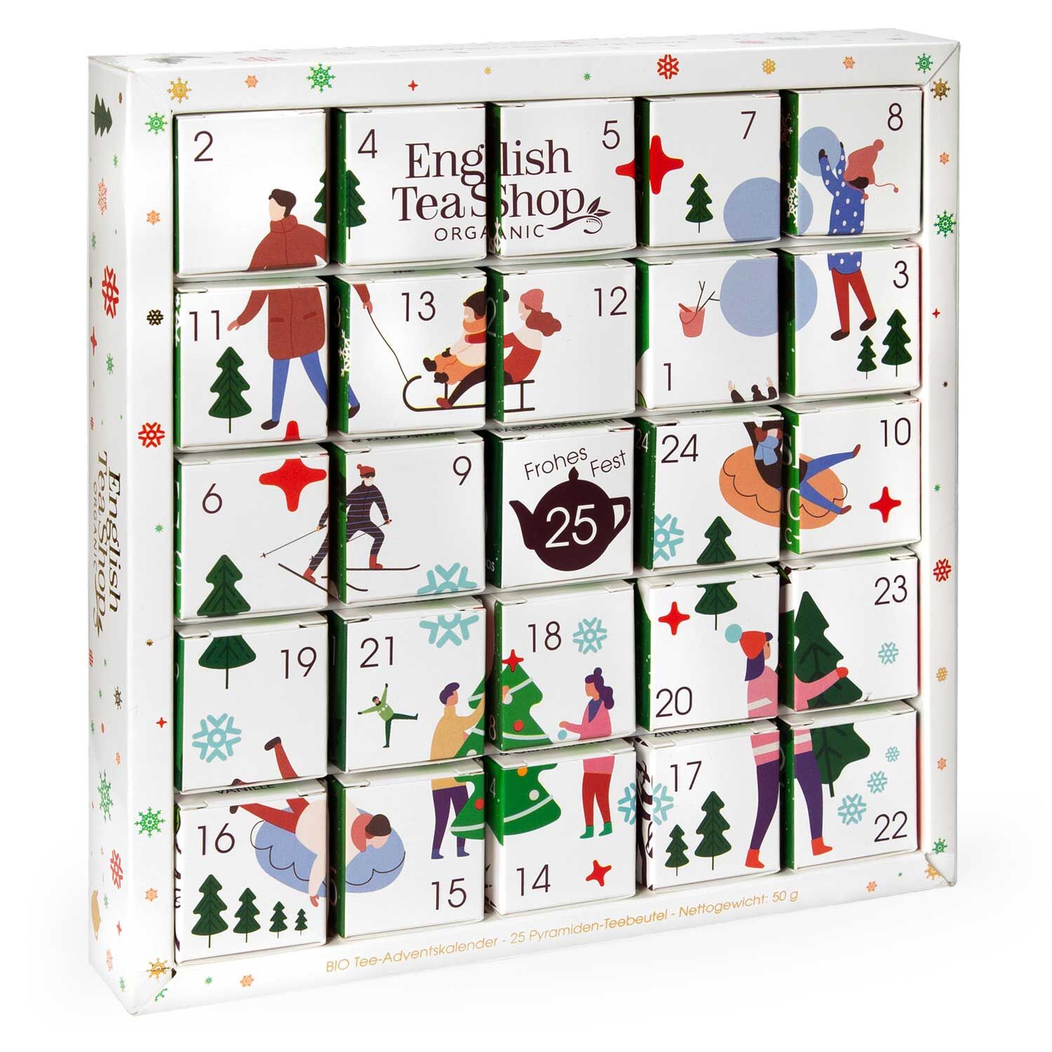 BIO Tee Adventskalender "White Ornaments"