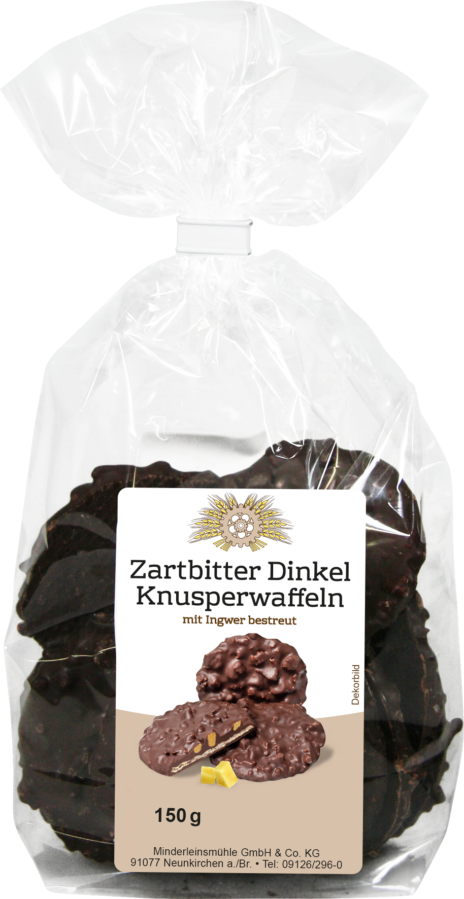 Zartbitter Dinkel Knusperwaffeln mit Ingwer