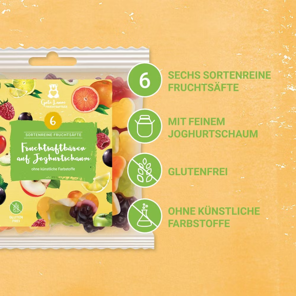 Fruchtsaftbären auf Joghurtschaum