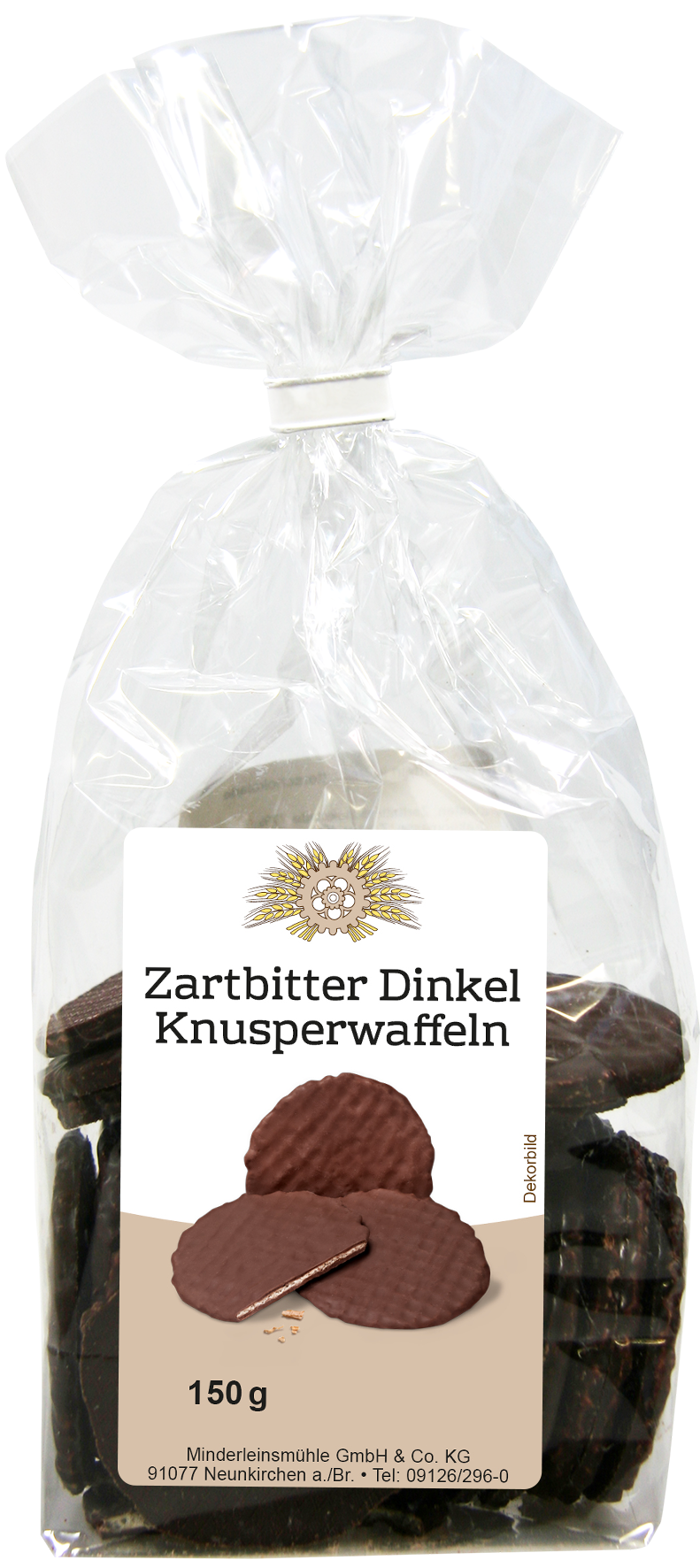 Dinkel-Knusperwaffeln in Zartbitterschokolade