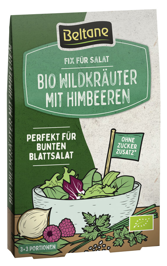 BIO Wildkräuter mit Himbeeren